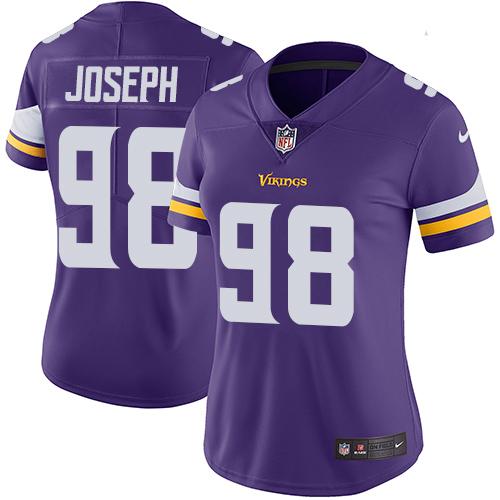 Women 2019 Minnesota Vikings #98 Linval Joseph purple Nike Vapor Untouchable Limited NFL Jersey->women nfl jersey->Women Jersey